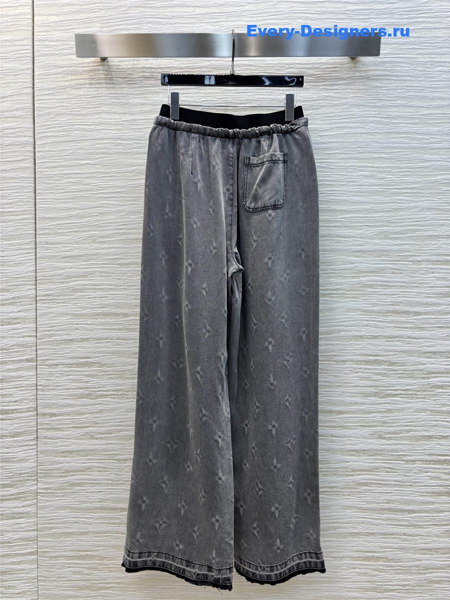 l0vis Vvtt0n lv logo print denim wide-leg pants
