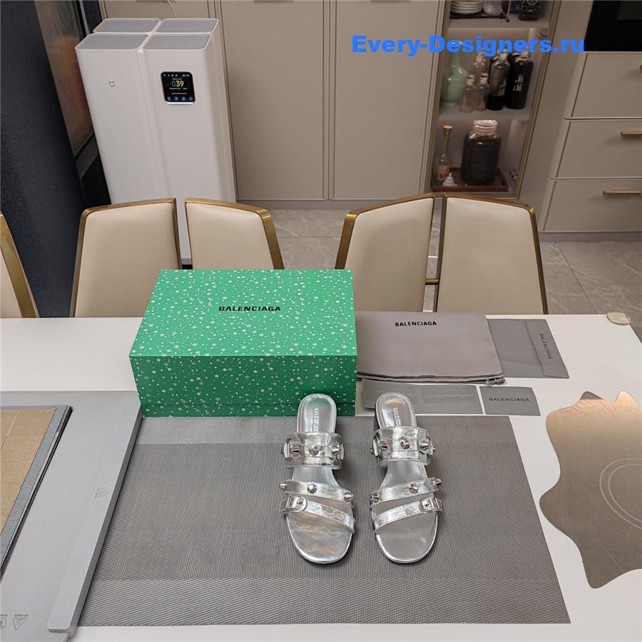 Ba1en*iaga silver buckled mule heeled sandals