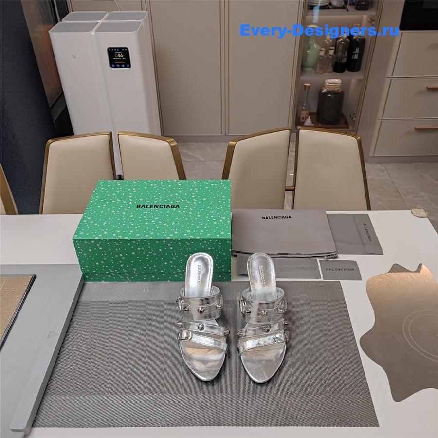 Ba1en*iaga 85mm mule sandals in silver