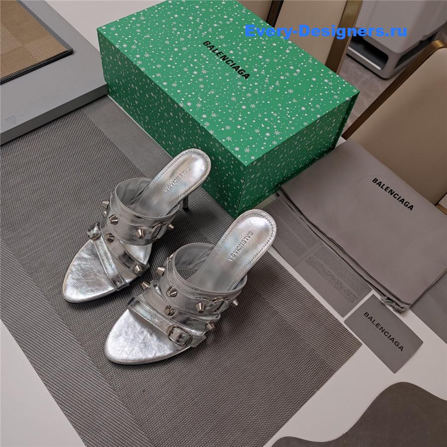 Ba1en*iaga 85mm mule sandals in silver