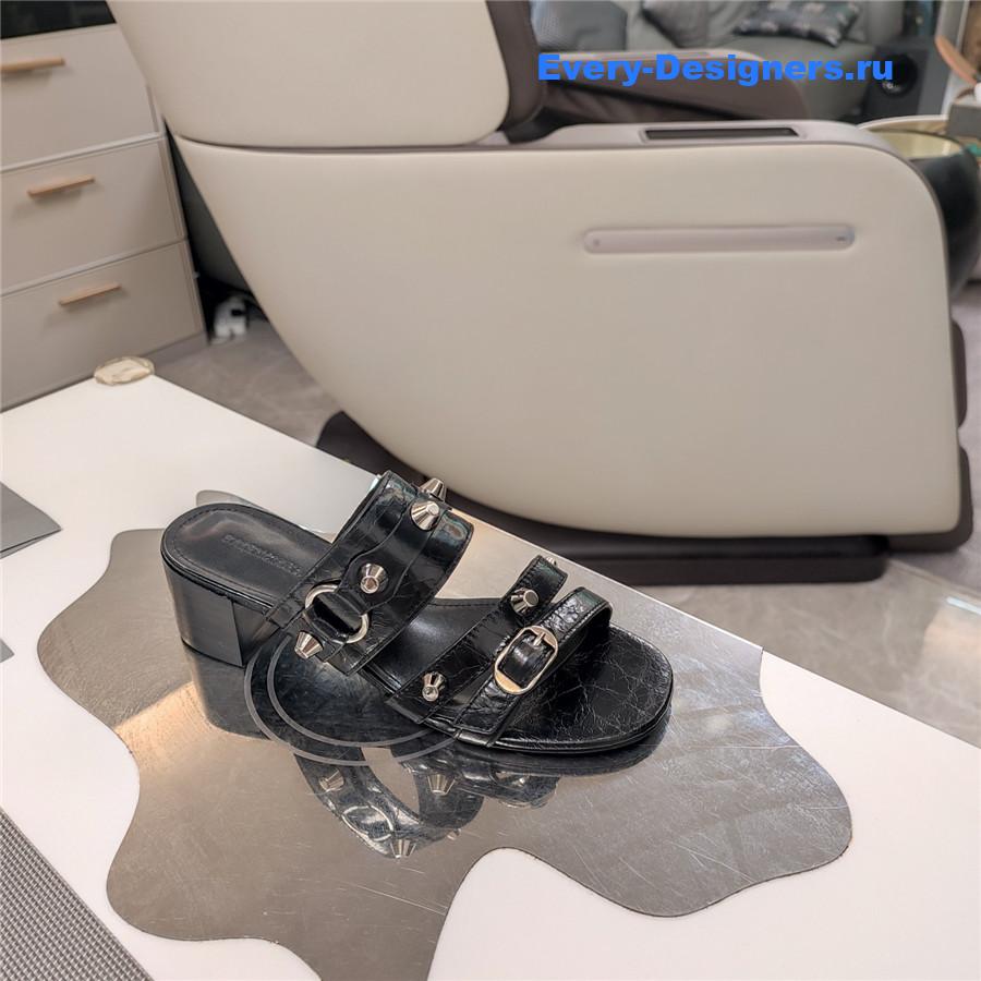 Ba1en*iaga black buckled mule heeled sandals
