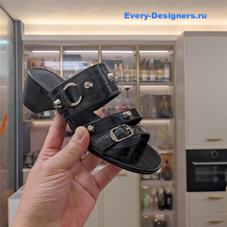 Ba1en*iaga black buckled mule heeled sandals