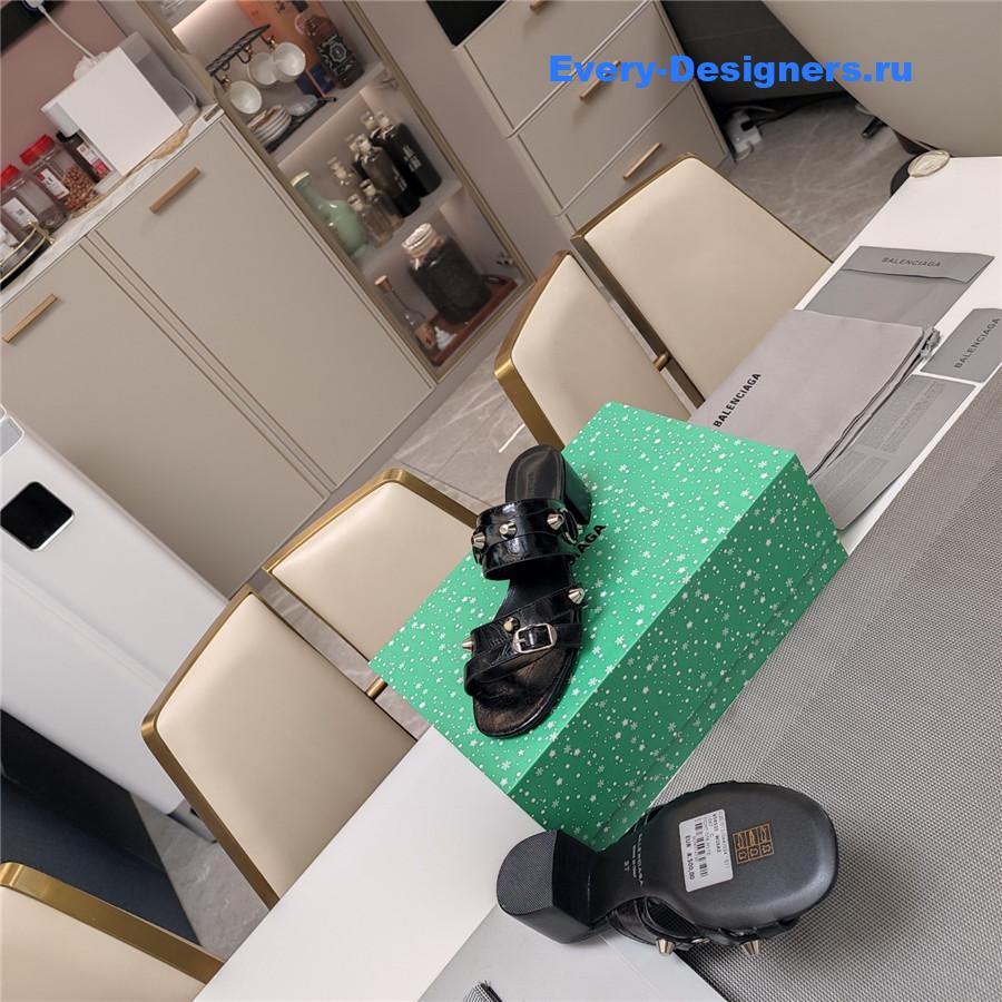 Ba1en*iaga black buckled mule heeled sandals