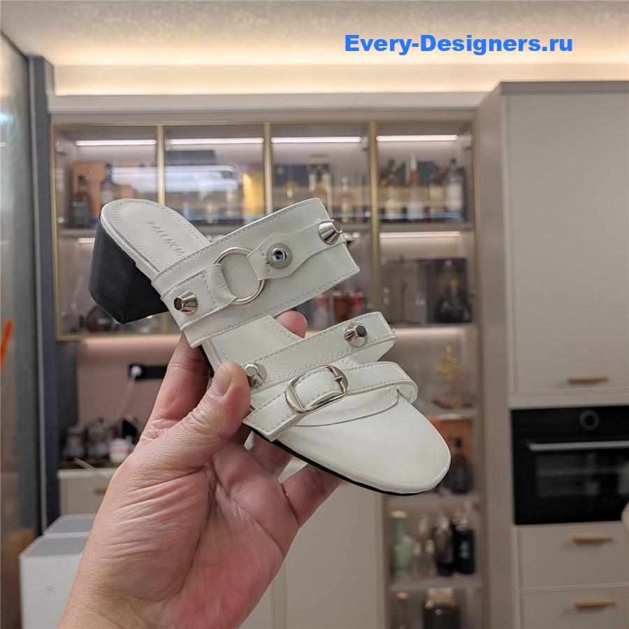 Ba1en*iaga white buckled mule heeled sandals