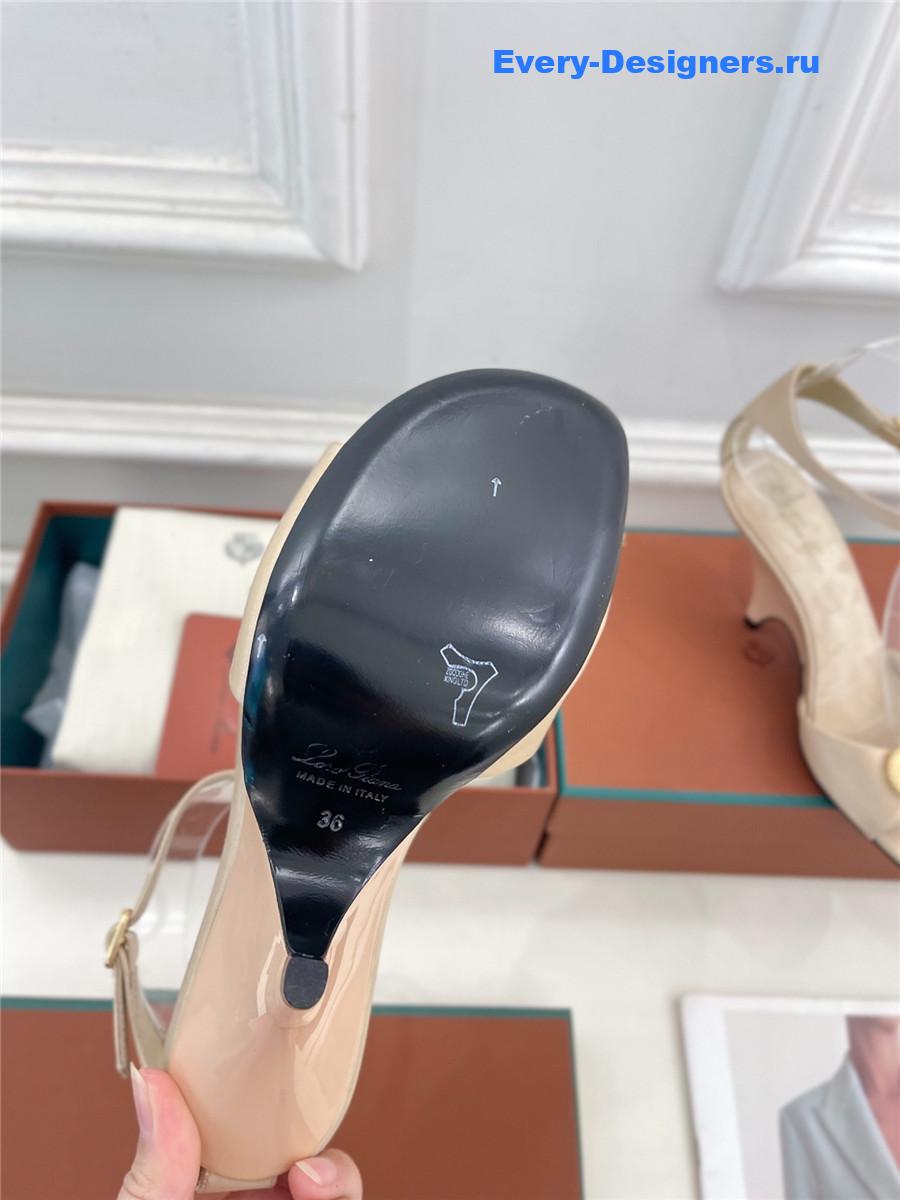 L0r0 P1ana metal buckle high heel sandals beige