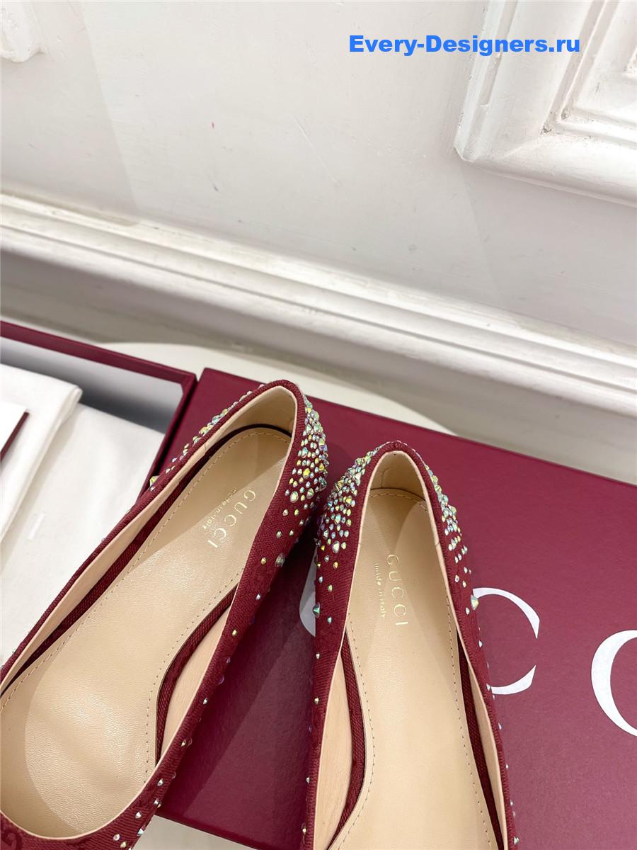 Gvc*1 horsebit pointed rhinestone slingback flats