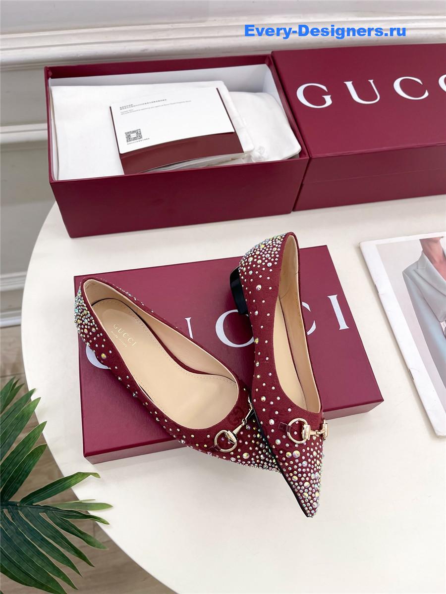 Gvc*1 horsebit pointed rhinestone slingback flats