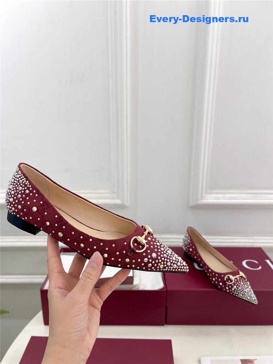 Gvc*1 horsebit pointed rhinestone slingback flats