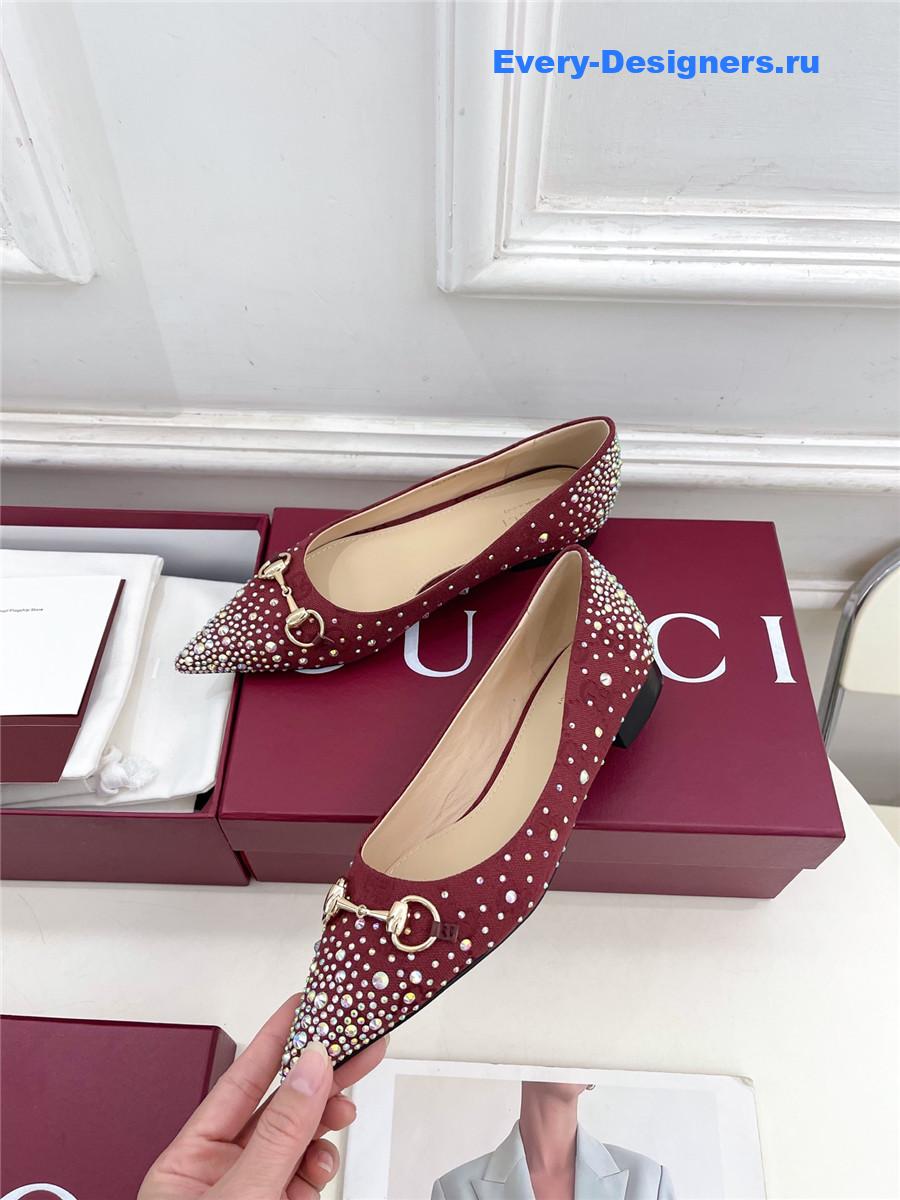 Gvc*1 horsebit pointed rhinestone slingback flats