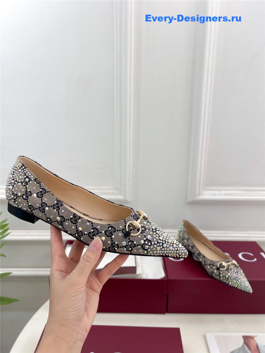 Gvc*1 horsebit gg canvas slingback flats