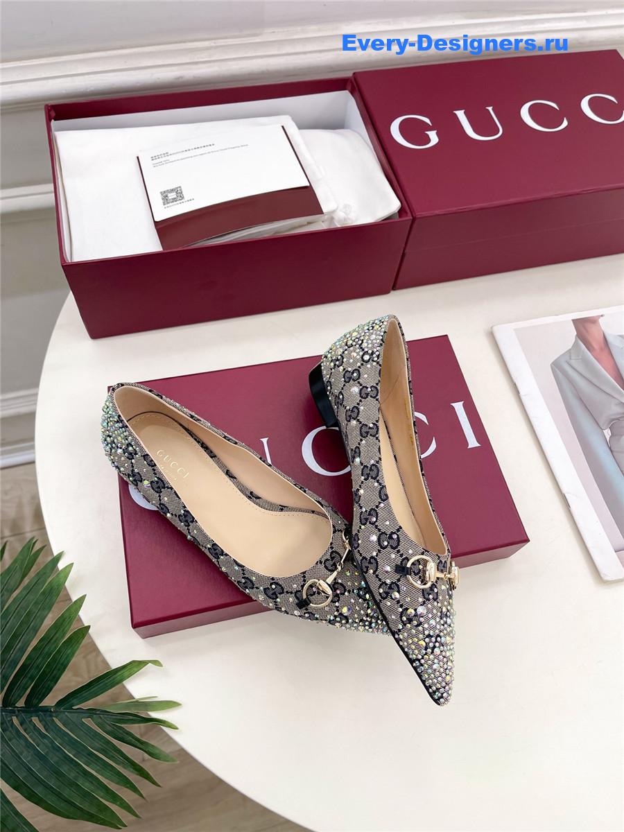 Gvc*1 horsebit gg canvas slingback flats