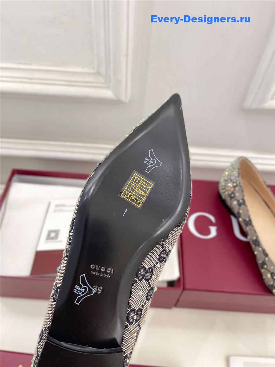 Gvc*1 horsebit gg canvas slingback flats