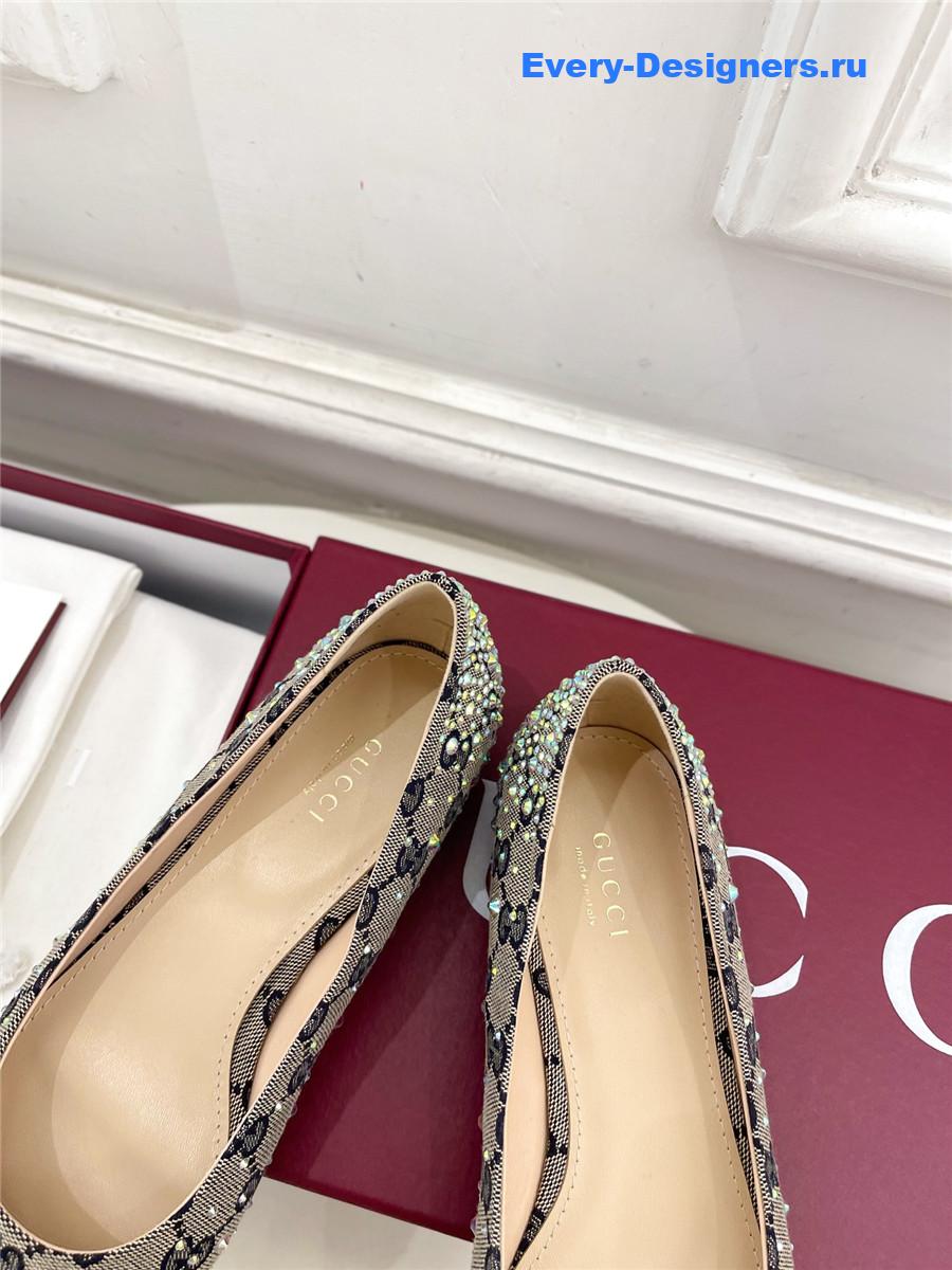 Gvc*1 horsebit gg canvas slingback flats