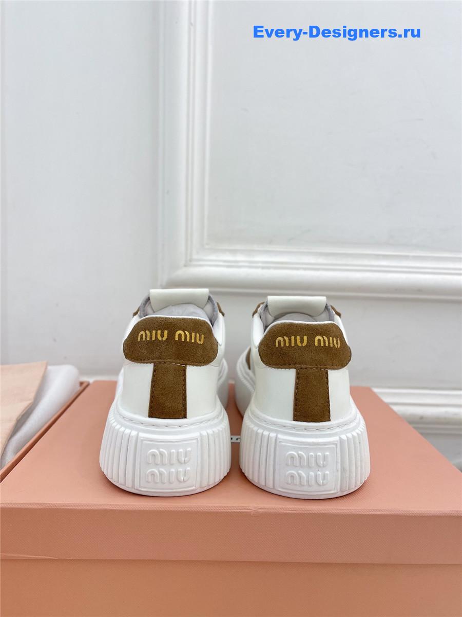 Miu Miu Brown Lace-Up Low Top Platform Sneakers