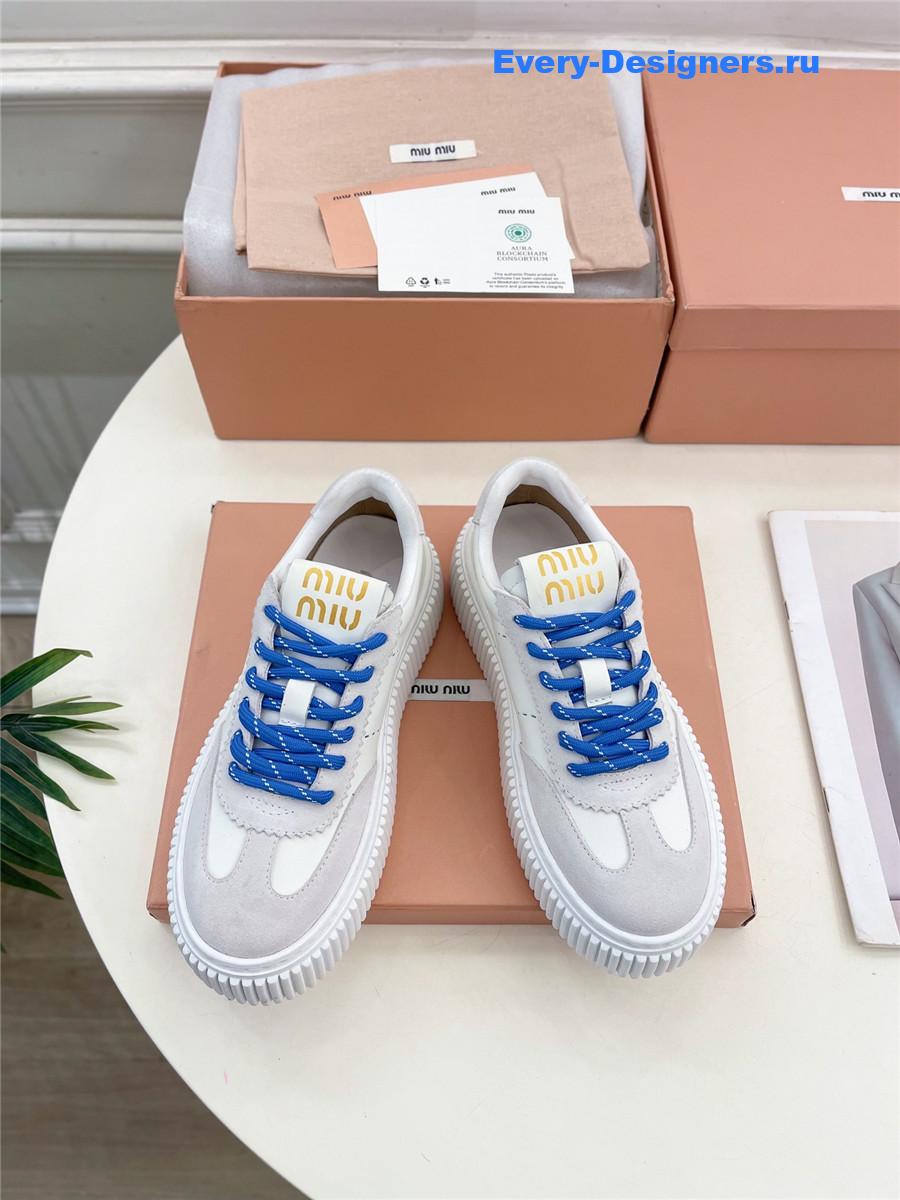 Miu Miu Lace-Up Low Top Platform Sneakers