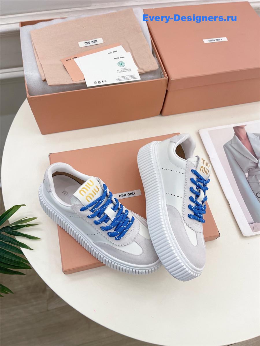 Miu Miu Lace-Up Low Top Platform Sneakers