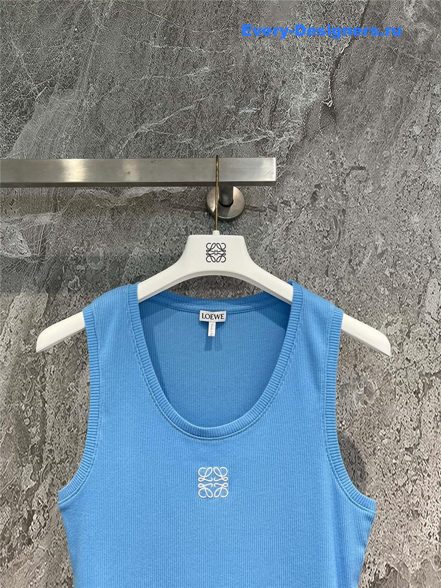L0ew* embroidered ribbed tank top blue
