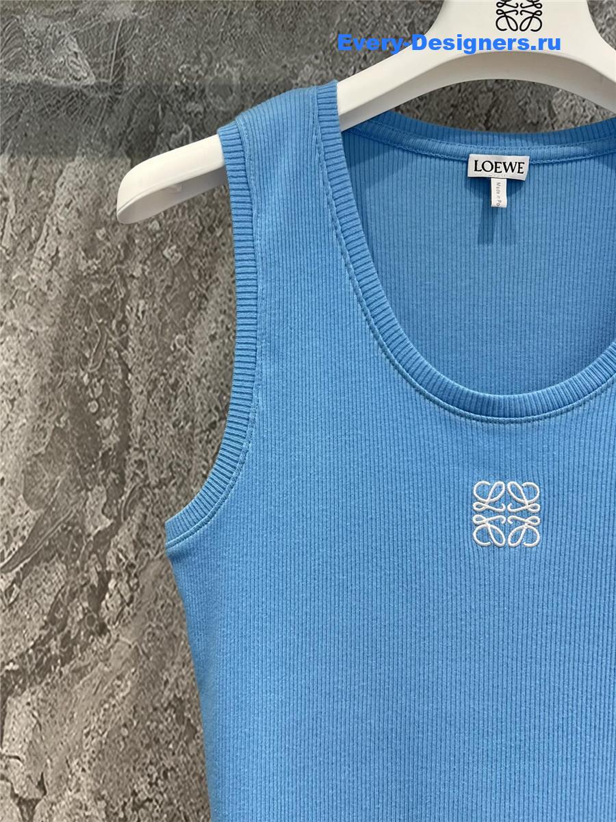 L0ew* embroidered ribbed tank top blue