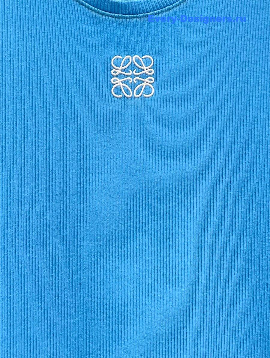 L0ew* embroidered ribbed tank top blue