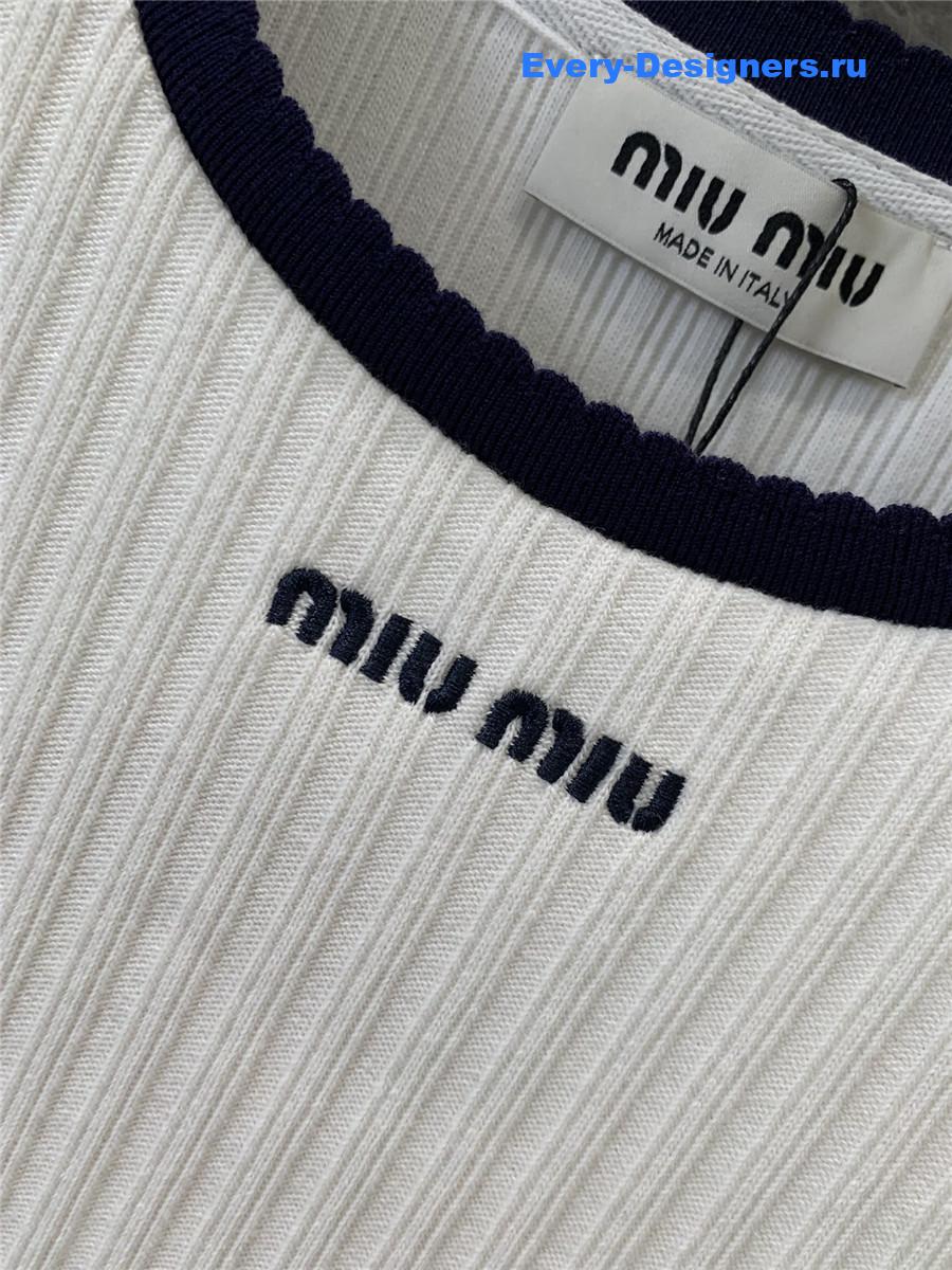 Miu Miu Embroidered Crew Neck Top