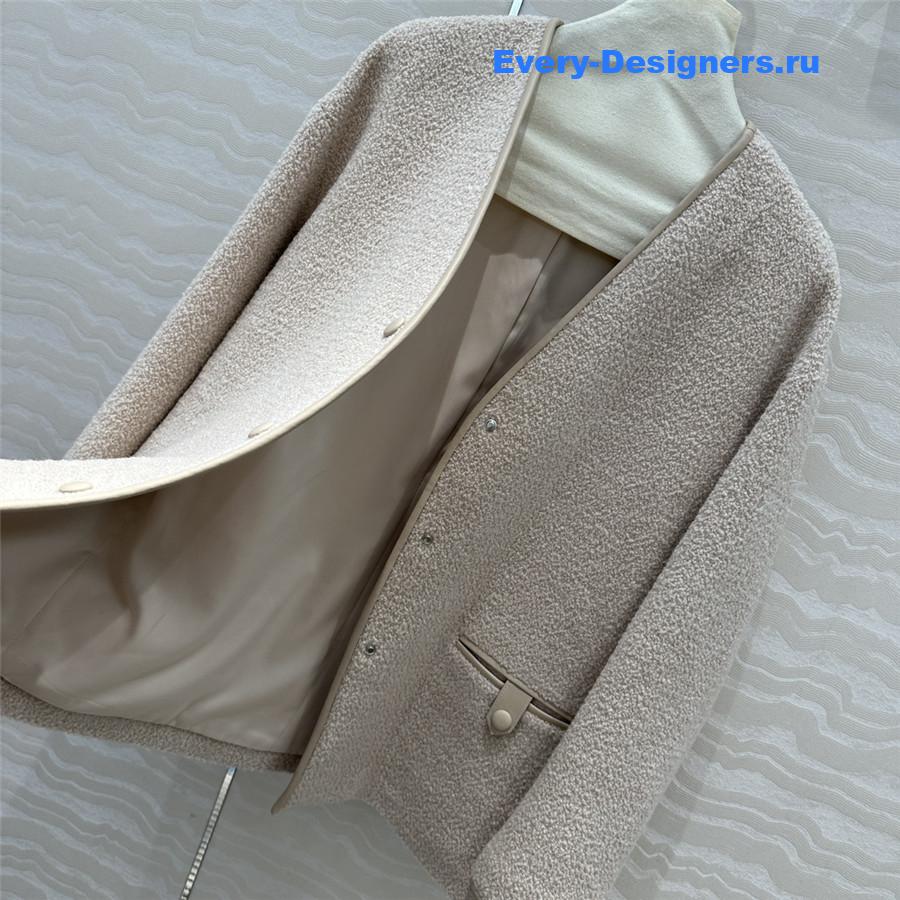 Pra*a woolen sheepskin trim coat