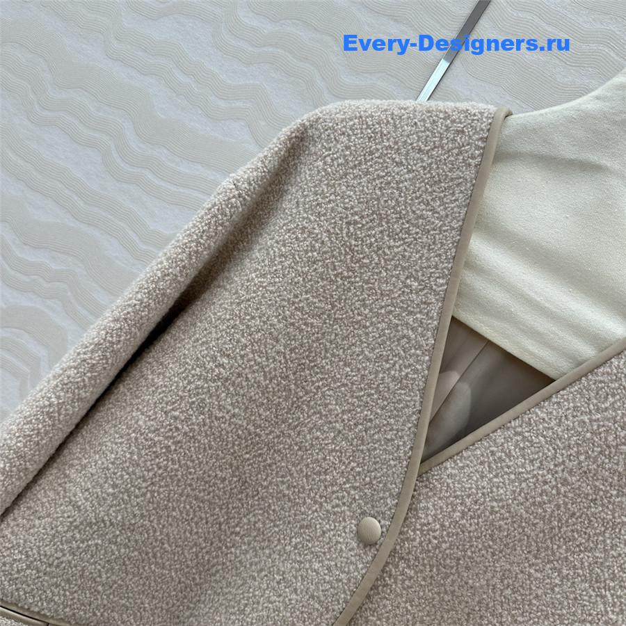 Pra*a woolen sheepskin trim coat