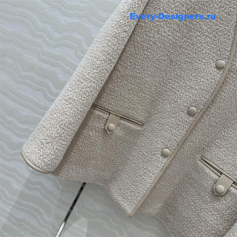 Pra*a woolen sheepskin trim coat