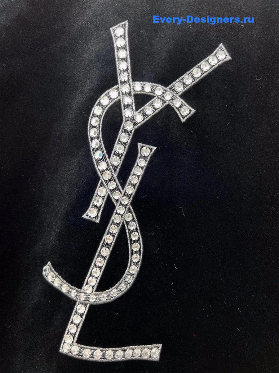 Sa1nt Lau*nt crystal-embellished velvet coat