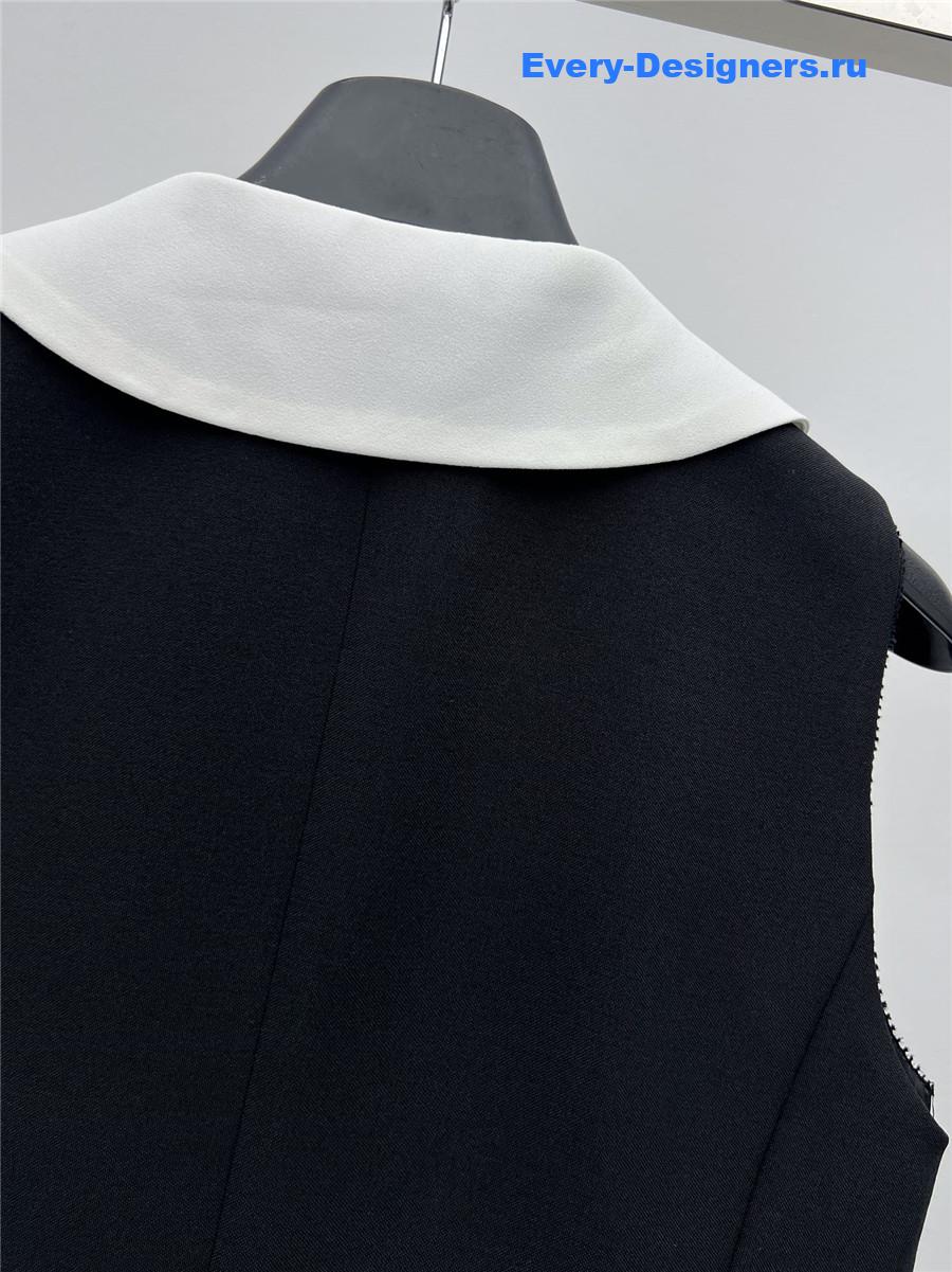 Miu Miu Black Grain De Poudre Wool Mini-Dress