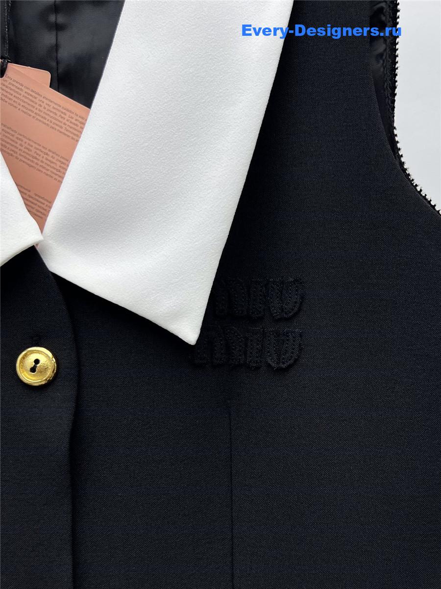 Miu Miu Black Grain De Poudre Wool Mini-Dress