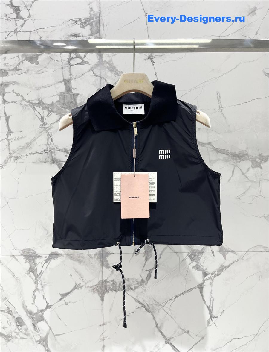 Miu Miu Logo-Print Crop Top Black