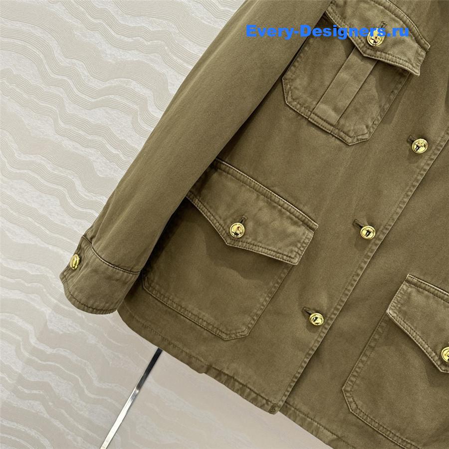 Miu Miu Olive Green Cotton Satin Jacket
