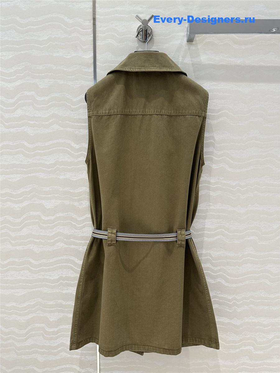 Miu Miu Olive Green Cotton Satin Dress