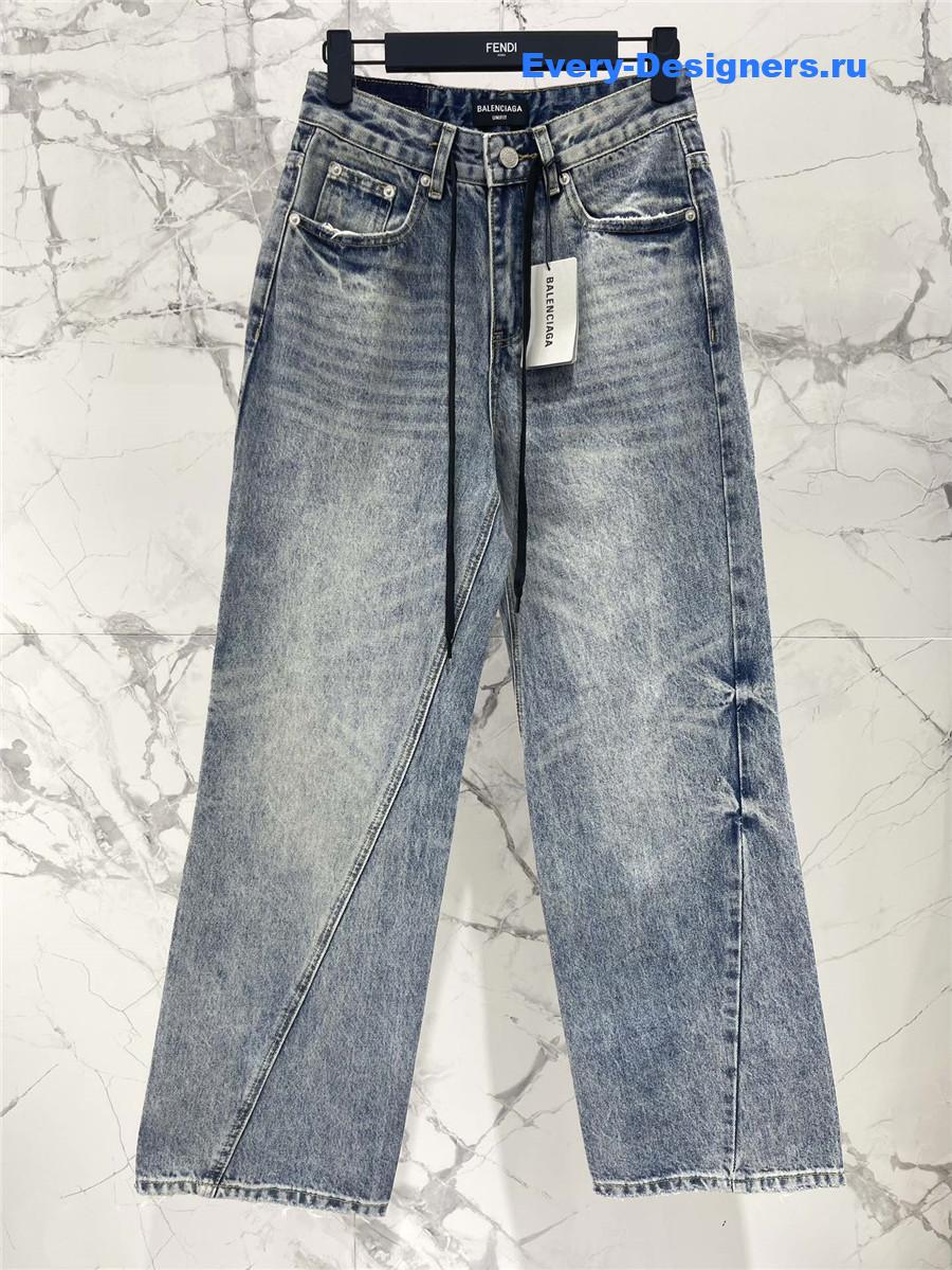 Ba1en*iaga irregular drawstring jeans