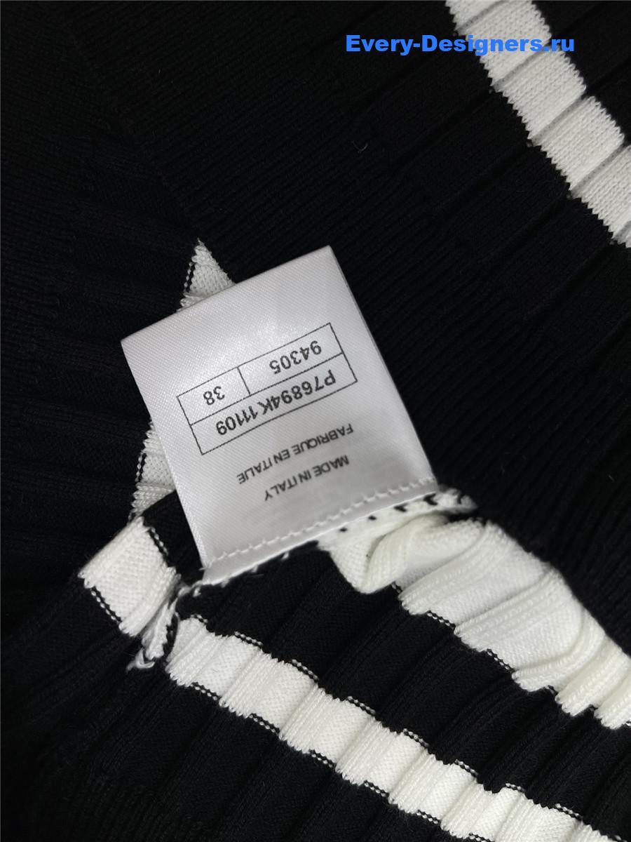 Ch**el black white striped knitted vest