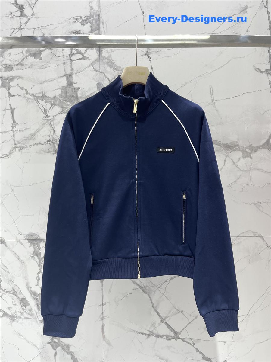 Miu Miu Amaranth Blue Zipper Cardigan