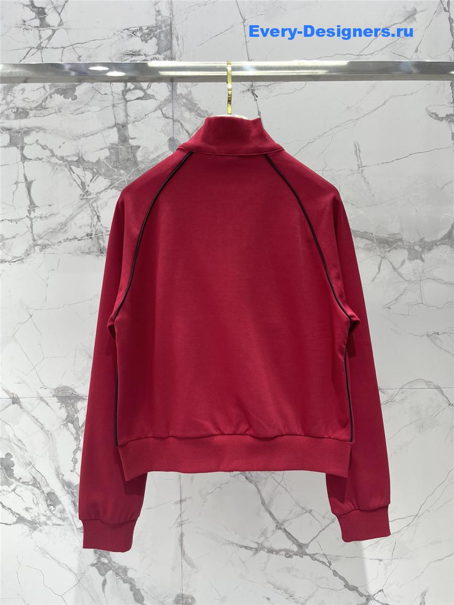 Miu Miu Amaranth Technical Yarn Zipper Cardigan