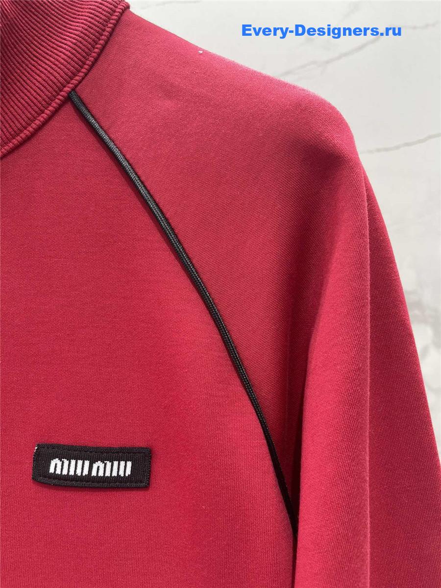 Miu Miu Amaranth Technical Yarn Zipper Cardigan