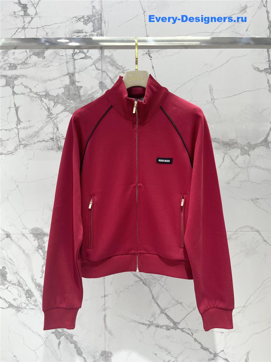 Miu Miu Amaranth Technical Yarn Zipper Cardigan