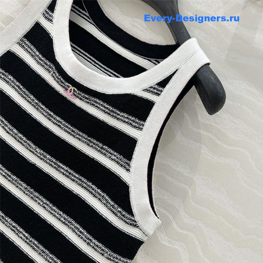 Ch**el white black striped knitted vest