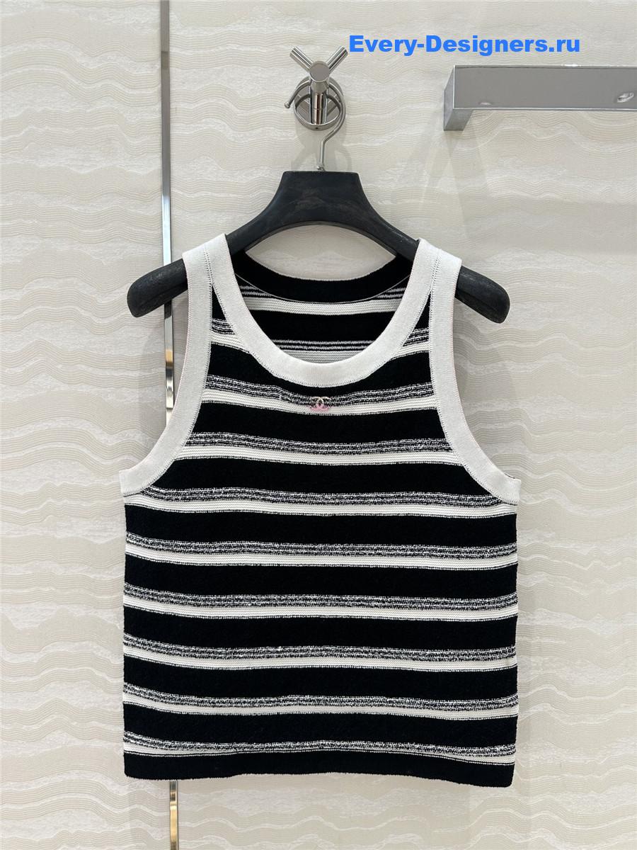 Ch**el white black striped knitted vest