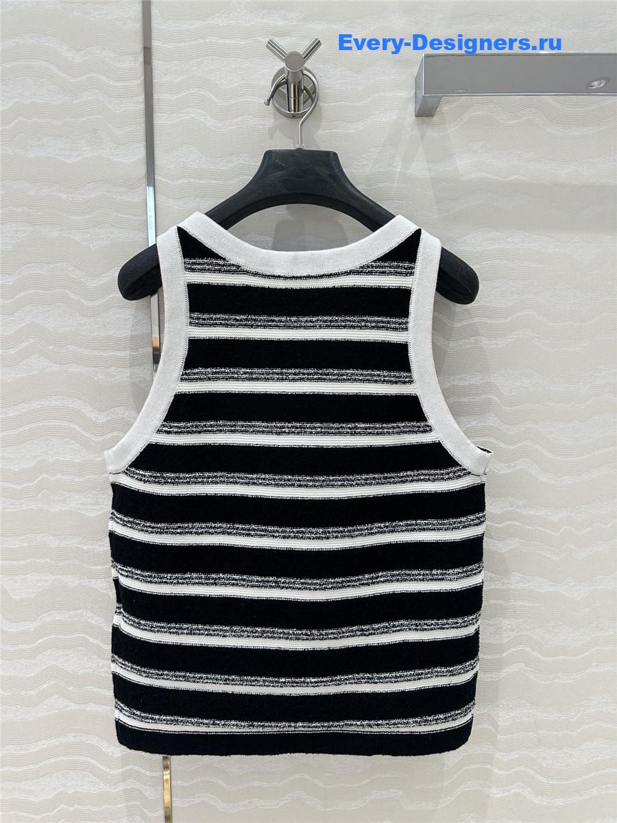 Ch**el white black striped knitted vest