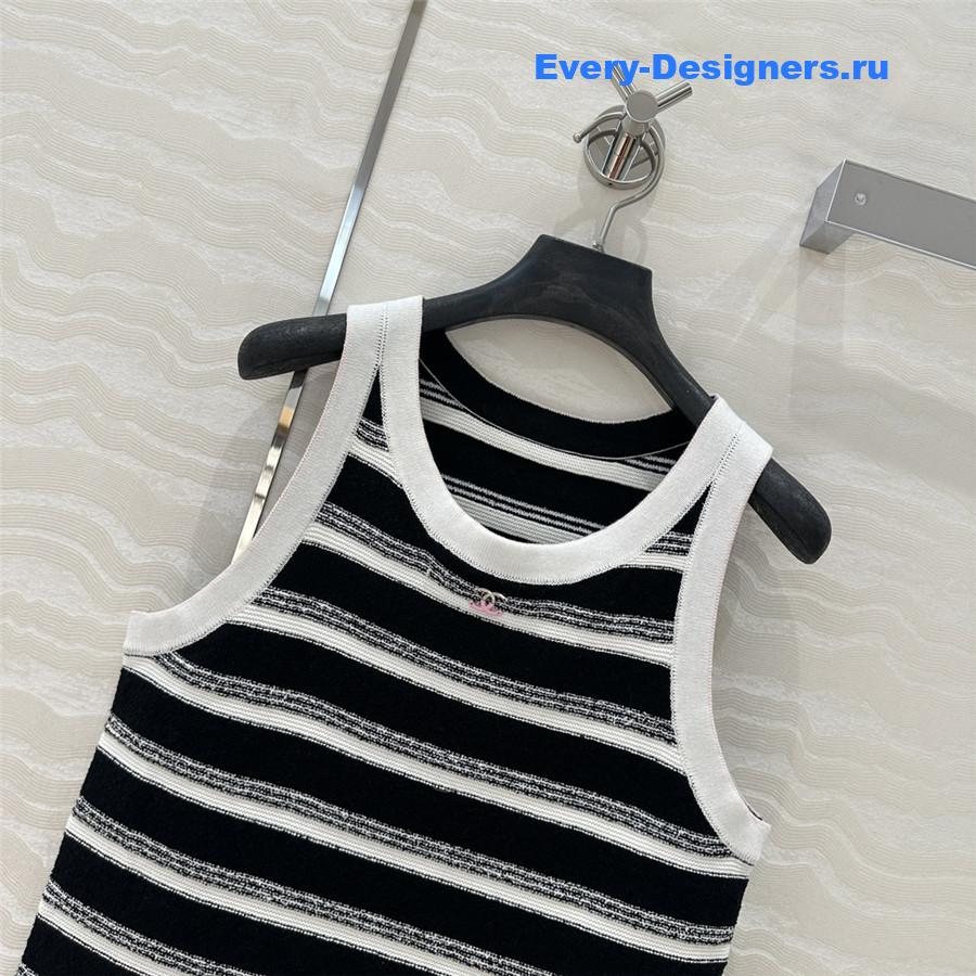Ch**el white black striped knitted vest