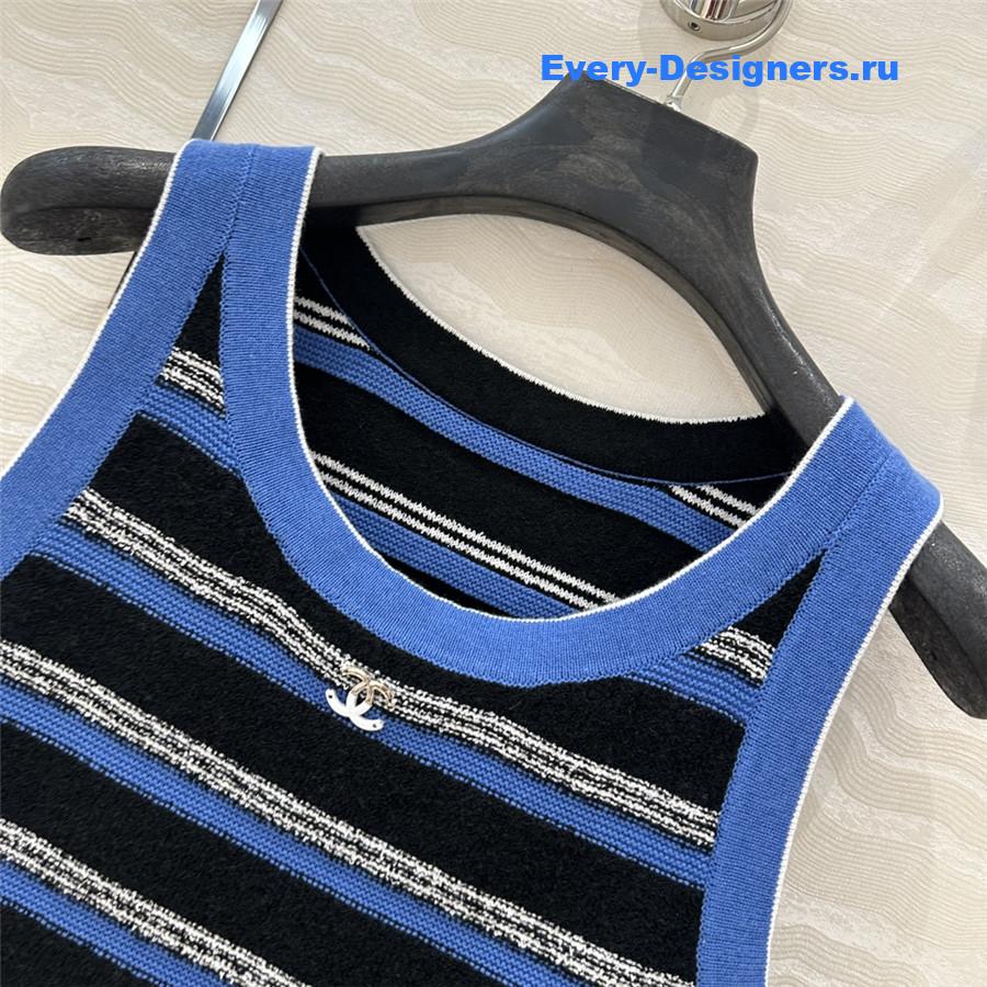 Ch**el blue black striped knitted vest