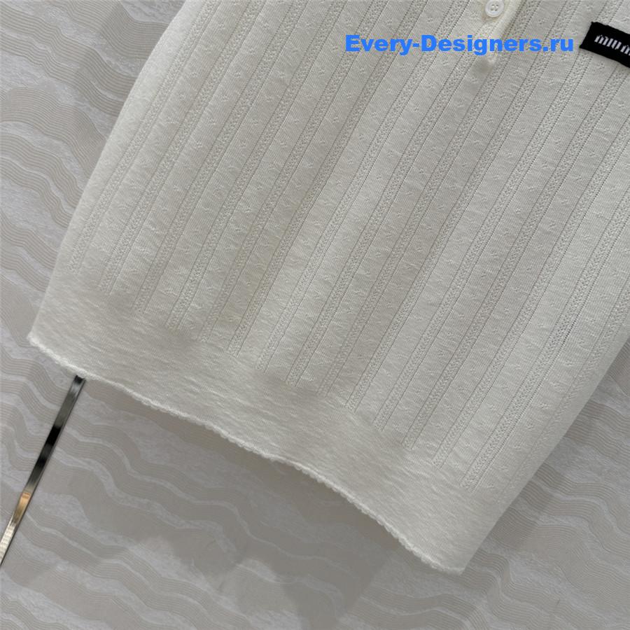 Miu Miu Polo Neck Knit Short Sleeve Sweater