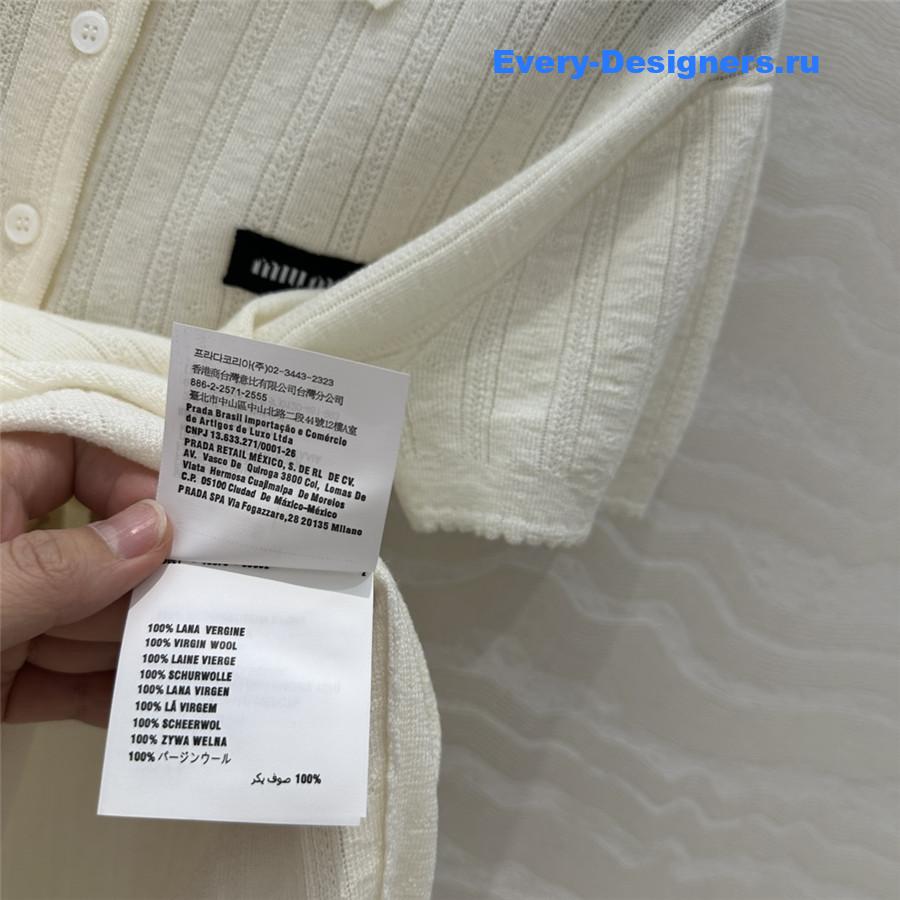 Miu Miu Polo Neck Knit Short Sleeve Sweater