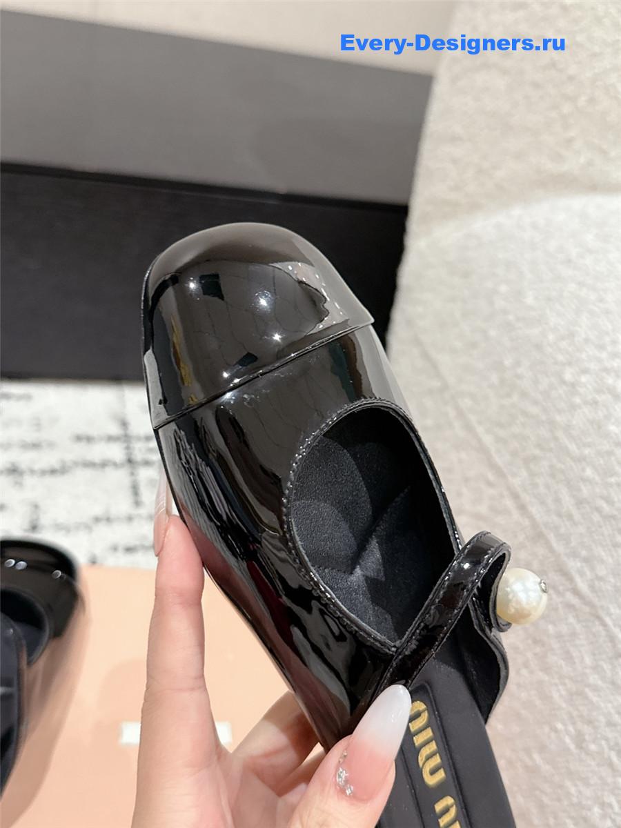 Miu Miu Block Heel Mary Jane Slippers Black