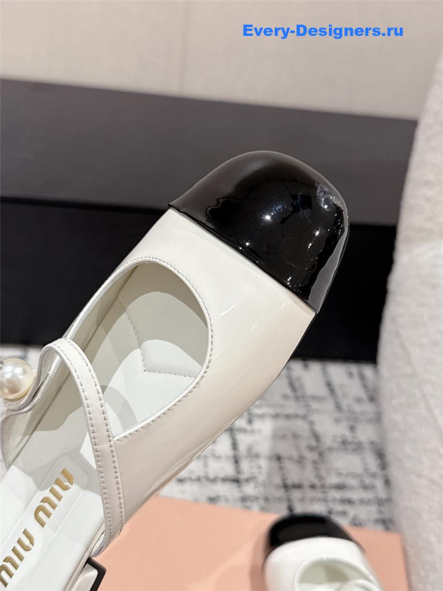 Miu Miu Block Heel Mary Jane Slippers White