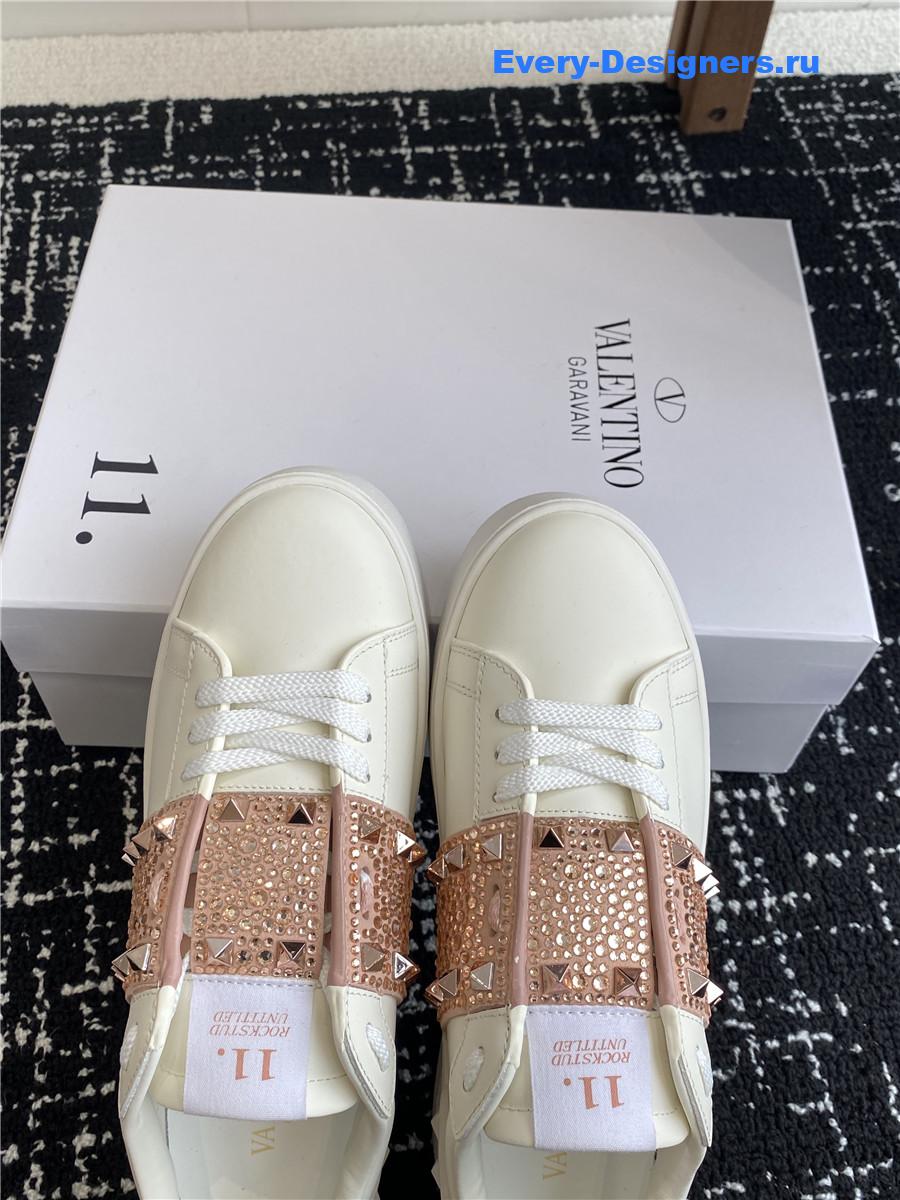 Va1e*ntin0 garavani rockstud pink leather flatform sneakers