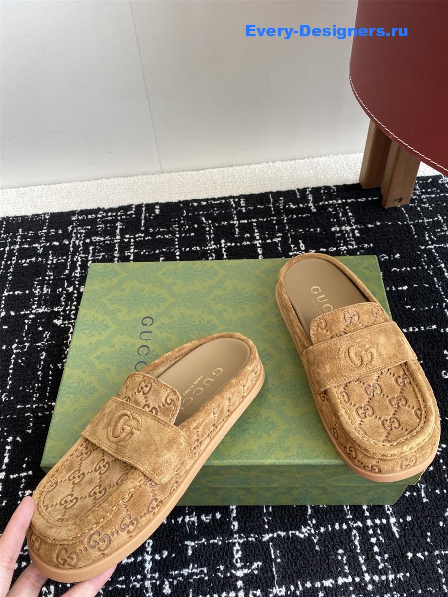 Gvc*1 celia gg suede mules brown